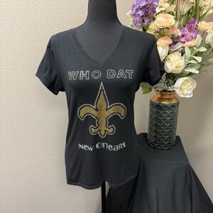 Blue Axes Who Dat New Orleans Saints Tee 2XL Black